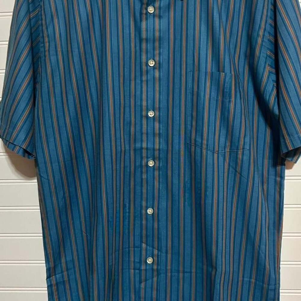 Vintage 1970's Sears Perma Prest Striped Short Sleeve Button Down Shirt